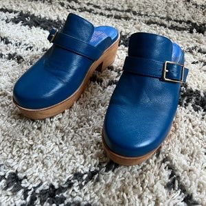 Charlotte Stone Cobalt Blue with Gold Buckle Clogs
